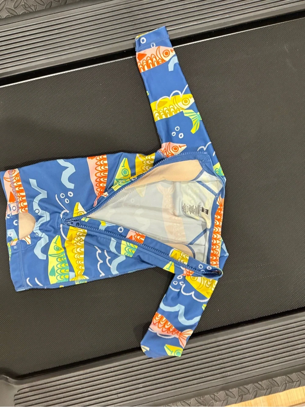 Tea Collection Blue Fish Zip-Up One-Piece Swimsuit